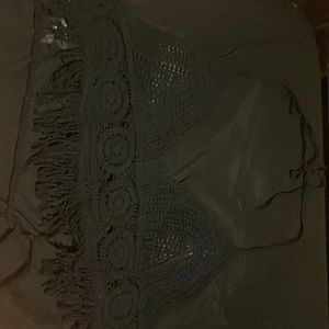Black lace knit wear crop top tie top and back tie.